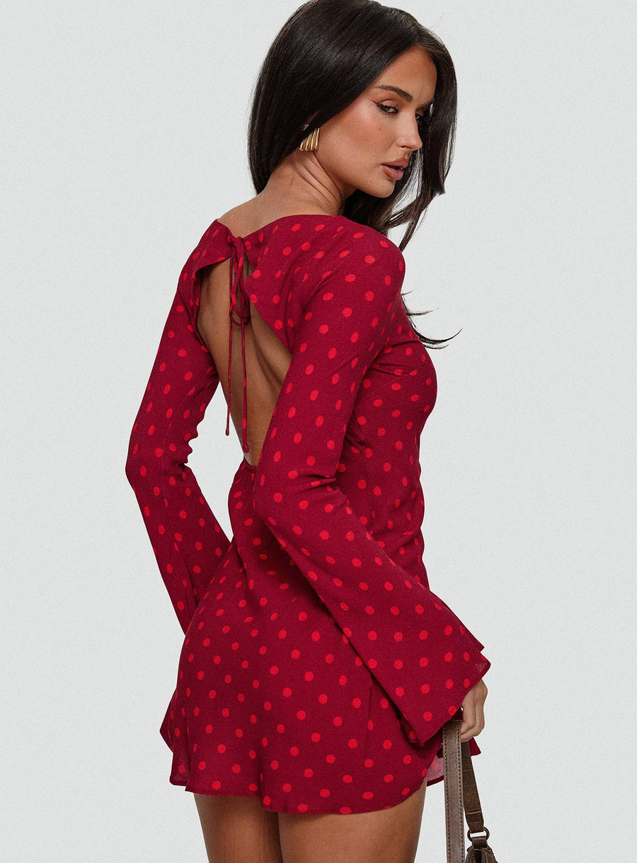 Good Graces Long Sleeve Mini Dress Red Dot · photo 8
