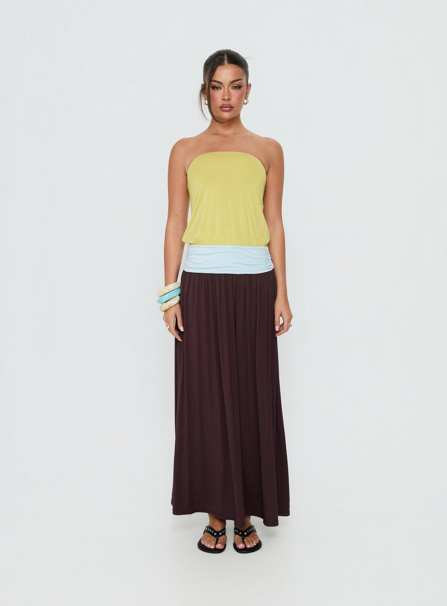 Heart Swarm Colour Block Strapless Maxi Dress Multi · photo 8