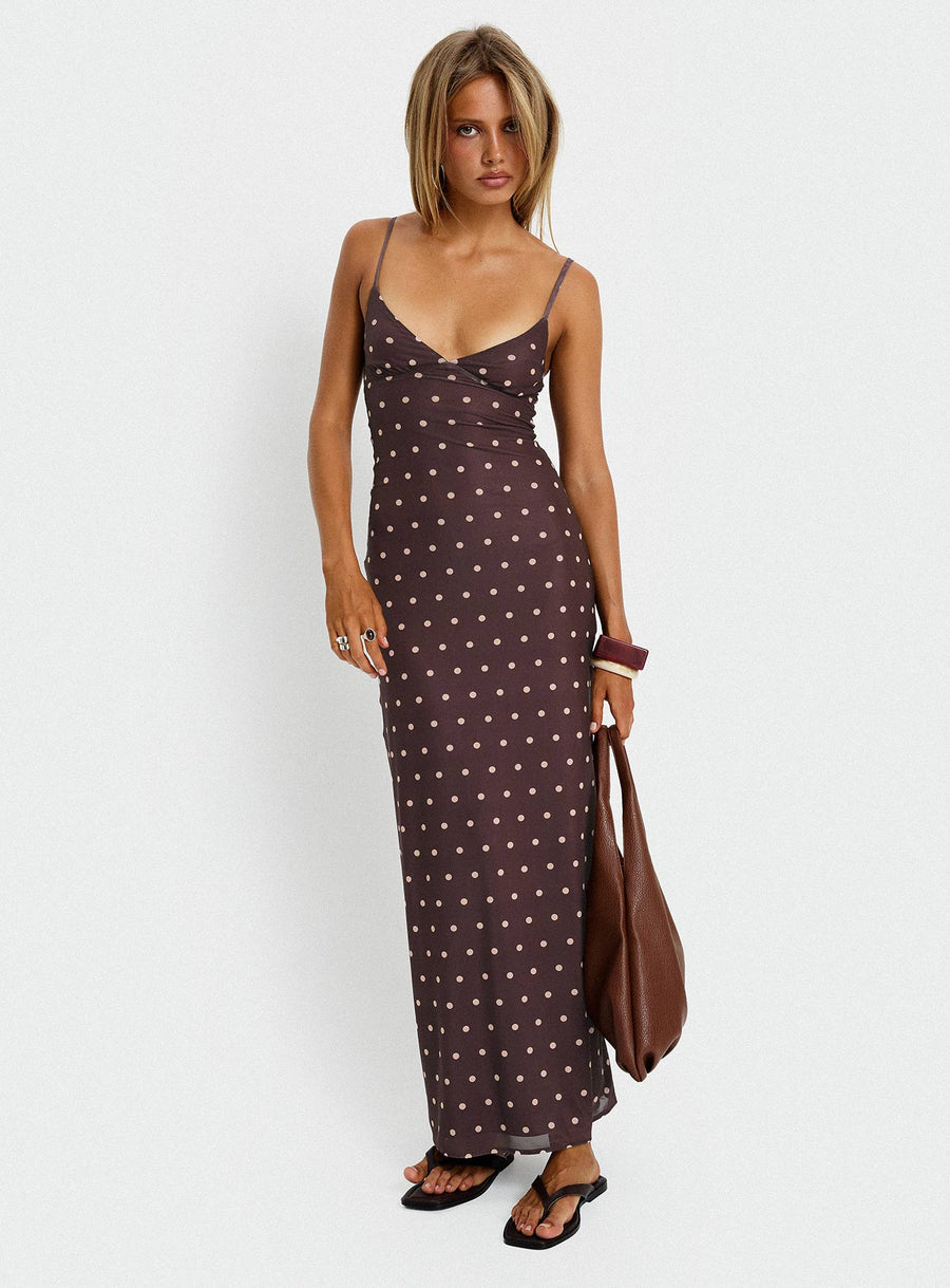 Glass Half Full Mesh Maxi Dress Plum / Pink Polka Dot · photo 8