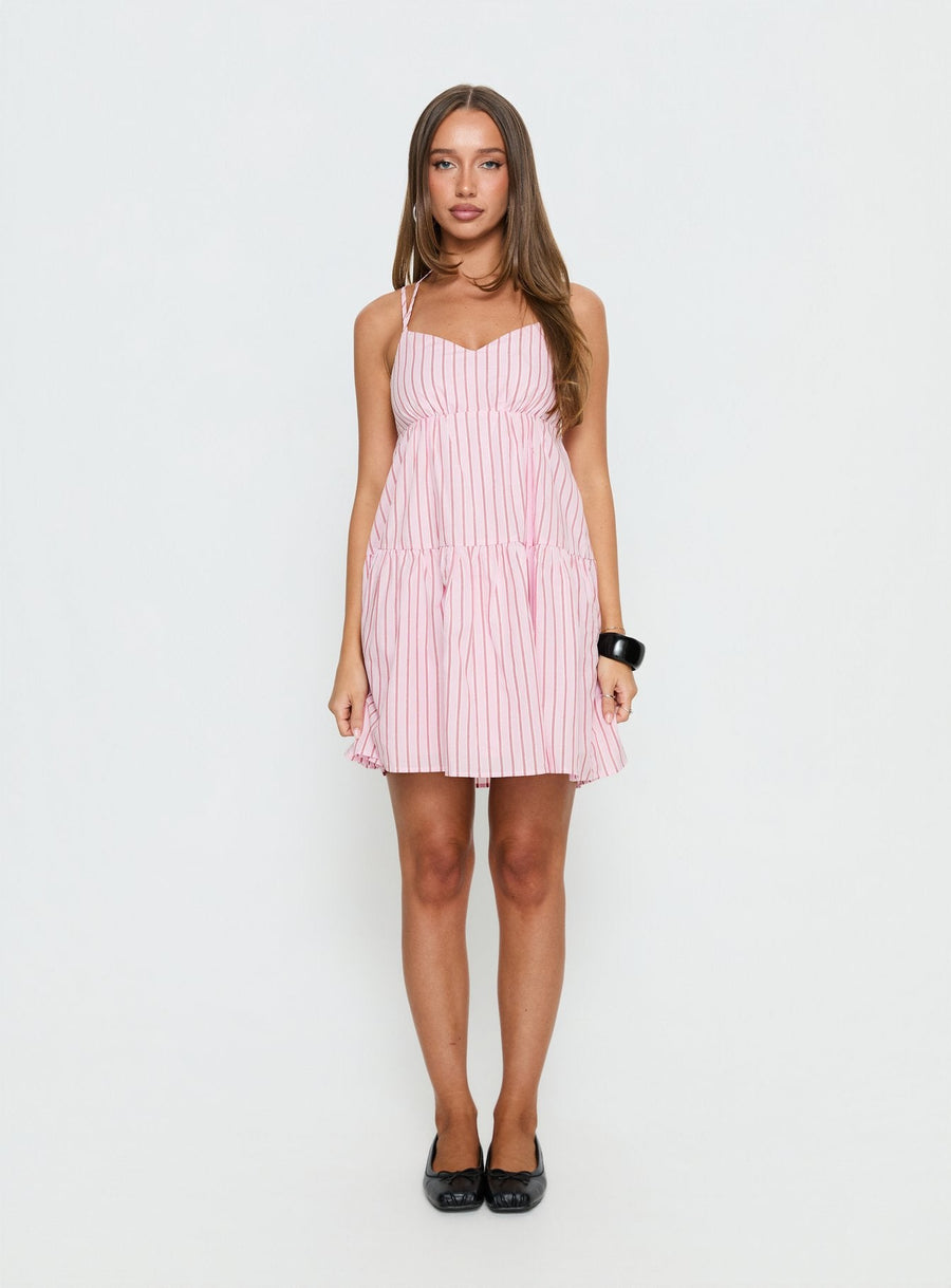 Elisabef Halter Mini Dress Pink Stripe · photo 8