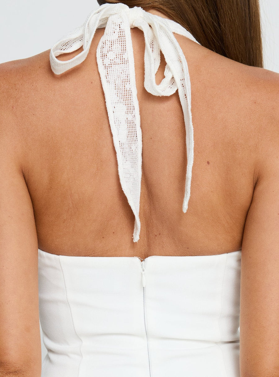 Josanna Crochet Halter Mini Dress White · photo 8