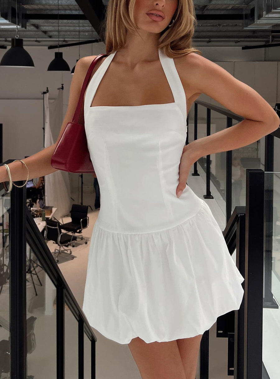 Gigli Bubble Hem Mini Dress White · photo 8
