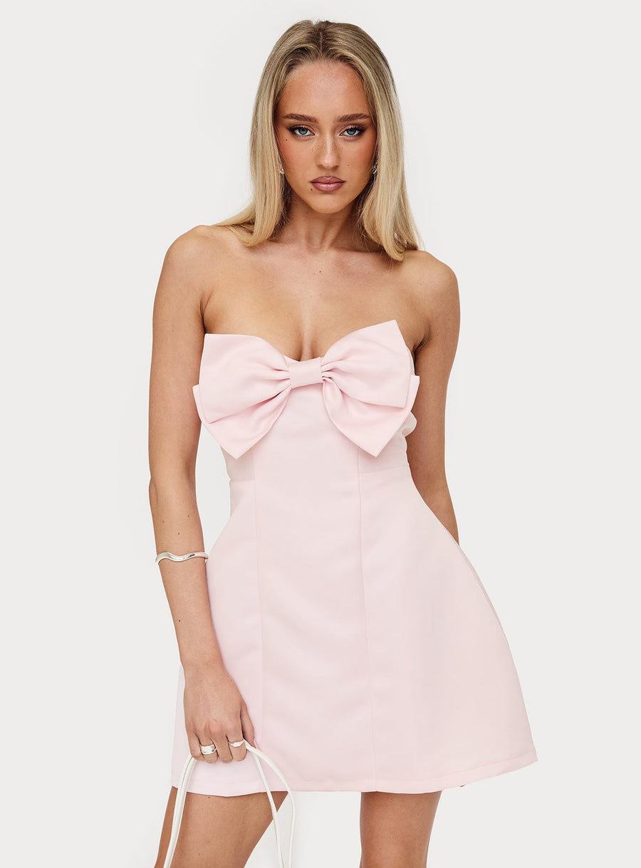 Genevie Strapless Bow Bust Mini Dress Light Pink · photo 8