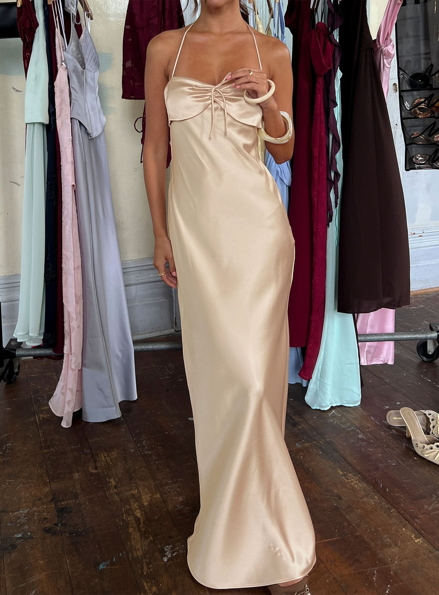 Fireproof Halter Maxi Dress Champagne · photo 8