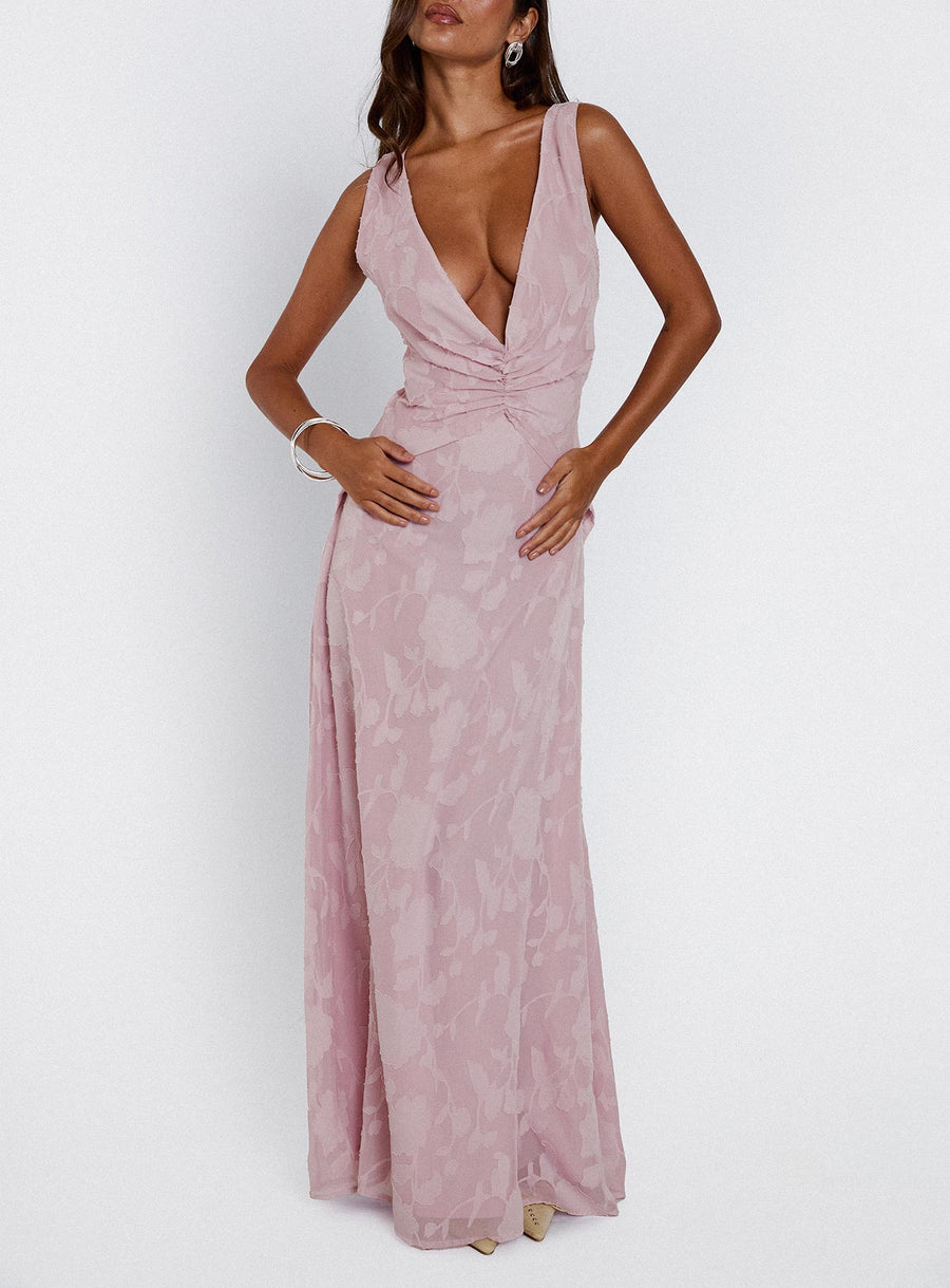 Frederica Plunge Burnout Maxi Dress Mauve · photo 8