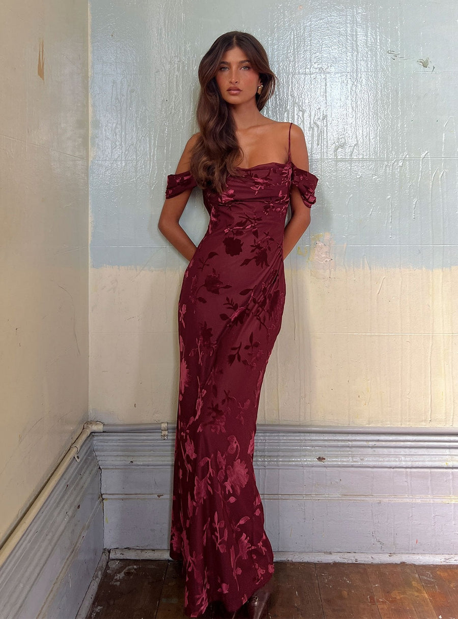 Green Gables Burnout Maxi Dress Burgundy · photo 8