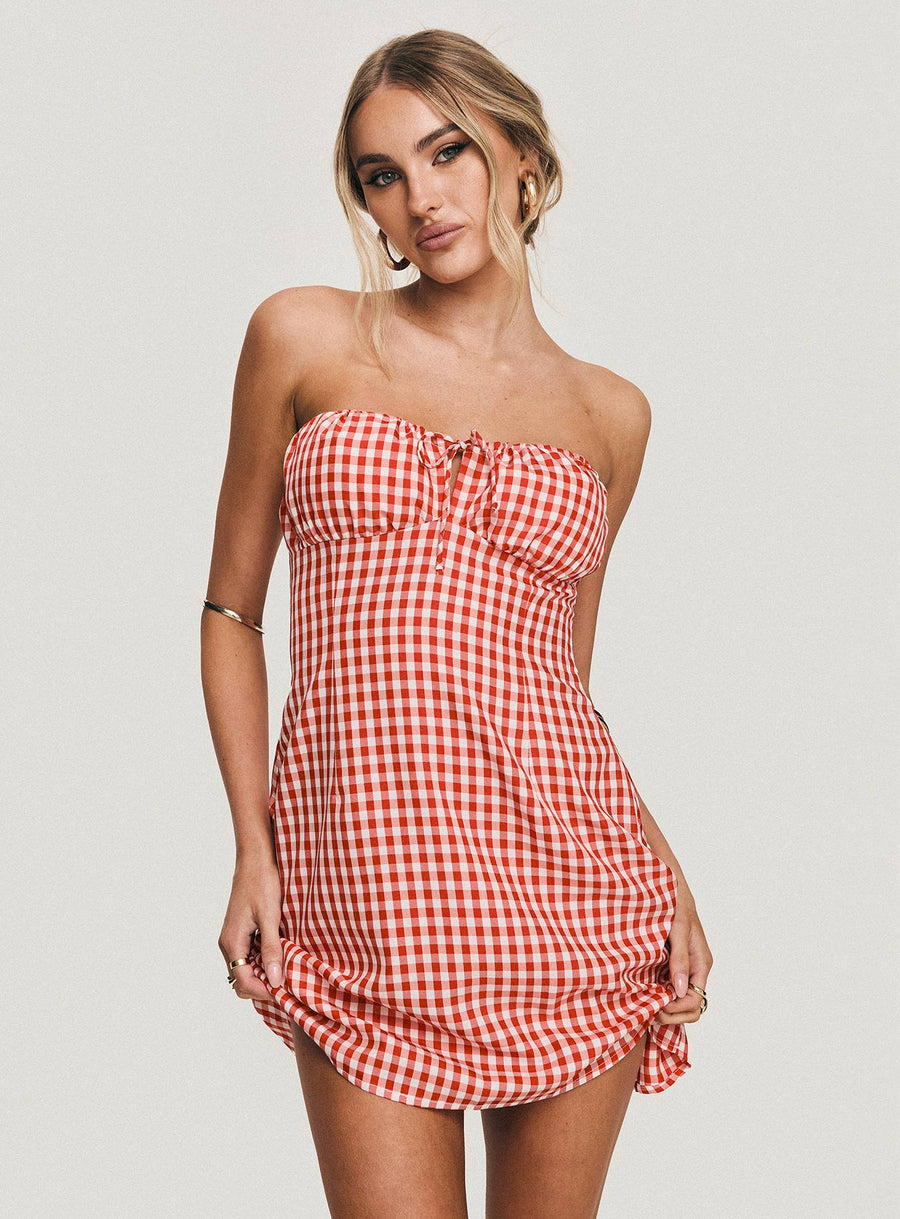 Double Date Mini Dress Red Gingham · photo 8