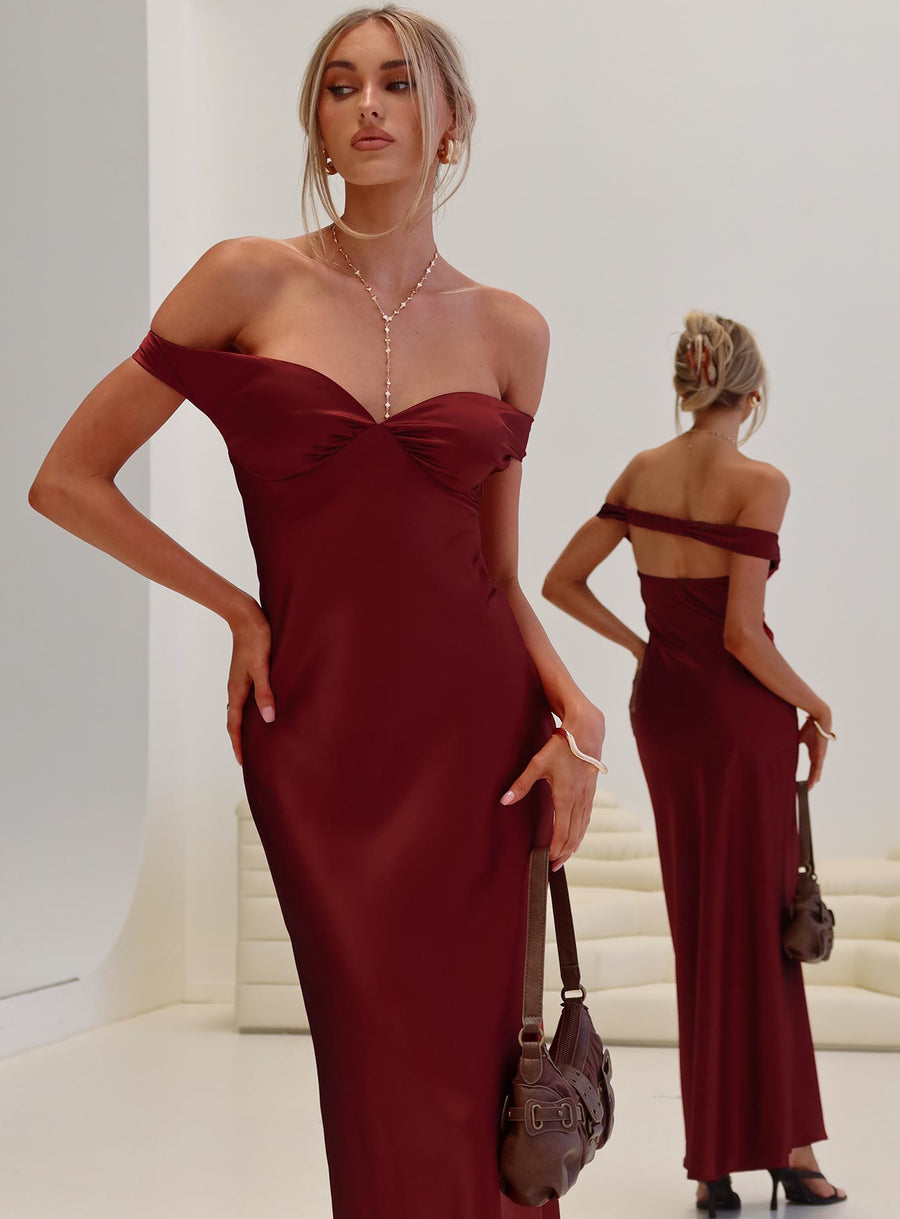 Heartthrobs Off The Shoulder Maxi Dress Red · photo 8