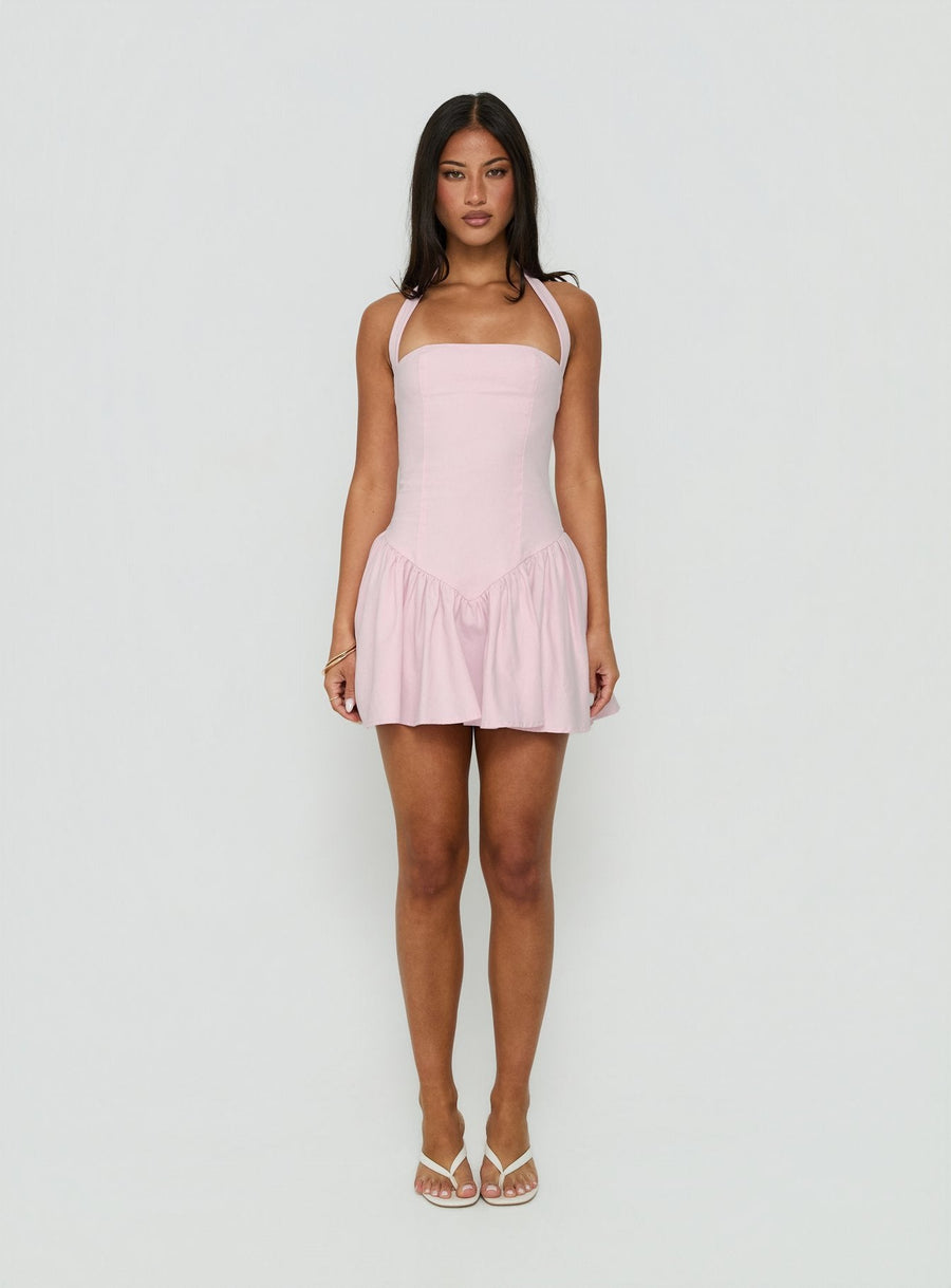 Esatora Halter Flare Mini Dress Pink · photo 8