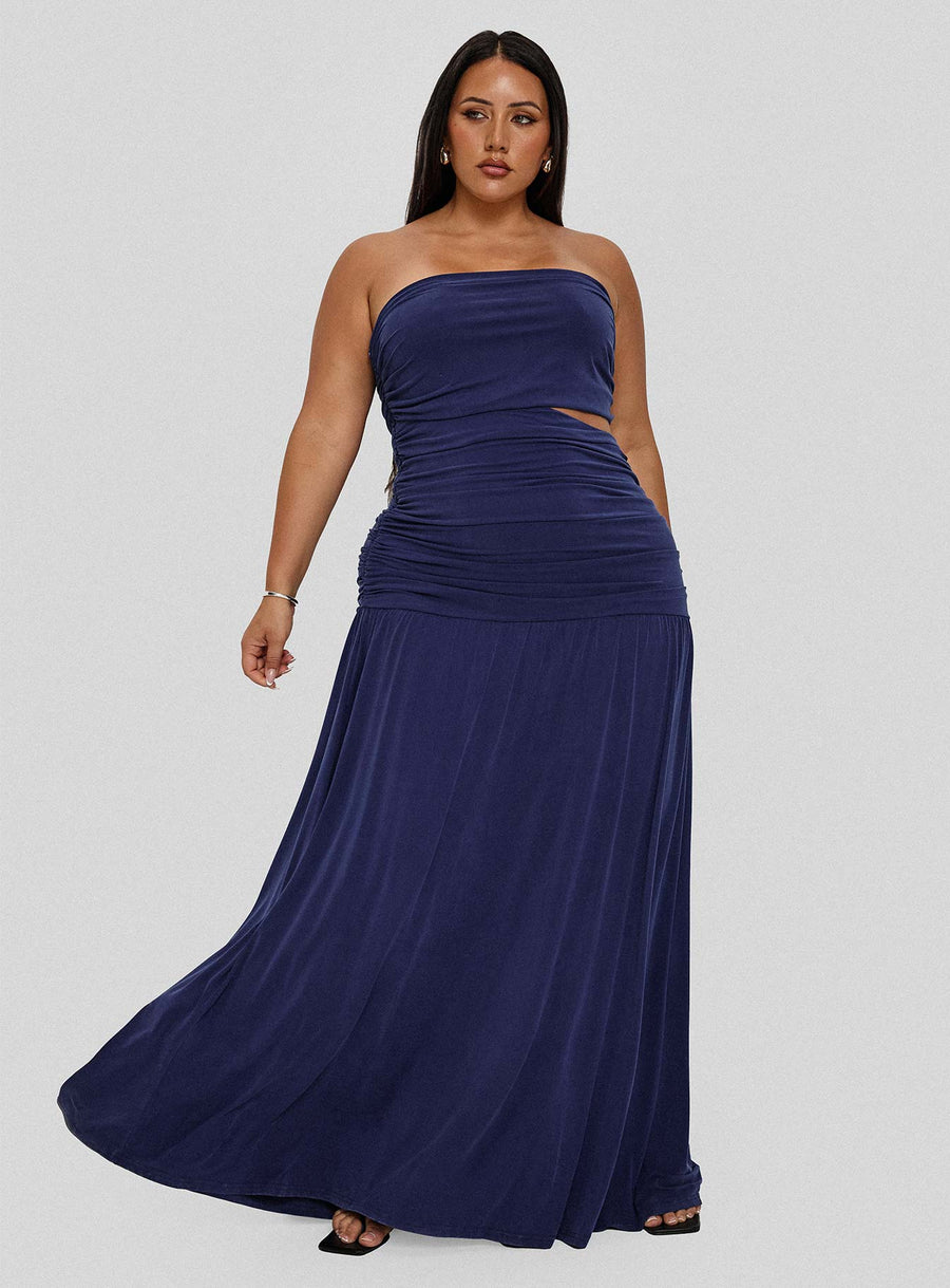Grandeur Strapless Maxi Dress Navy Curve · photo 8