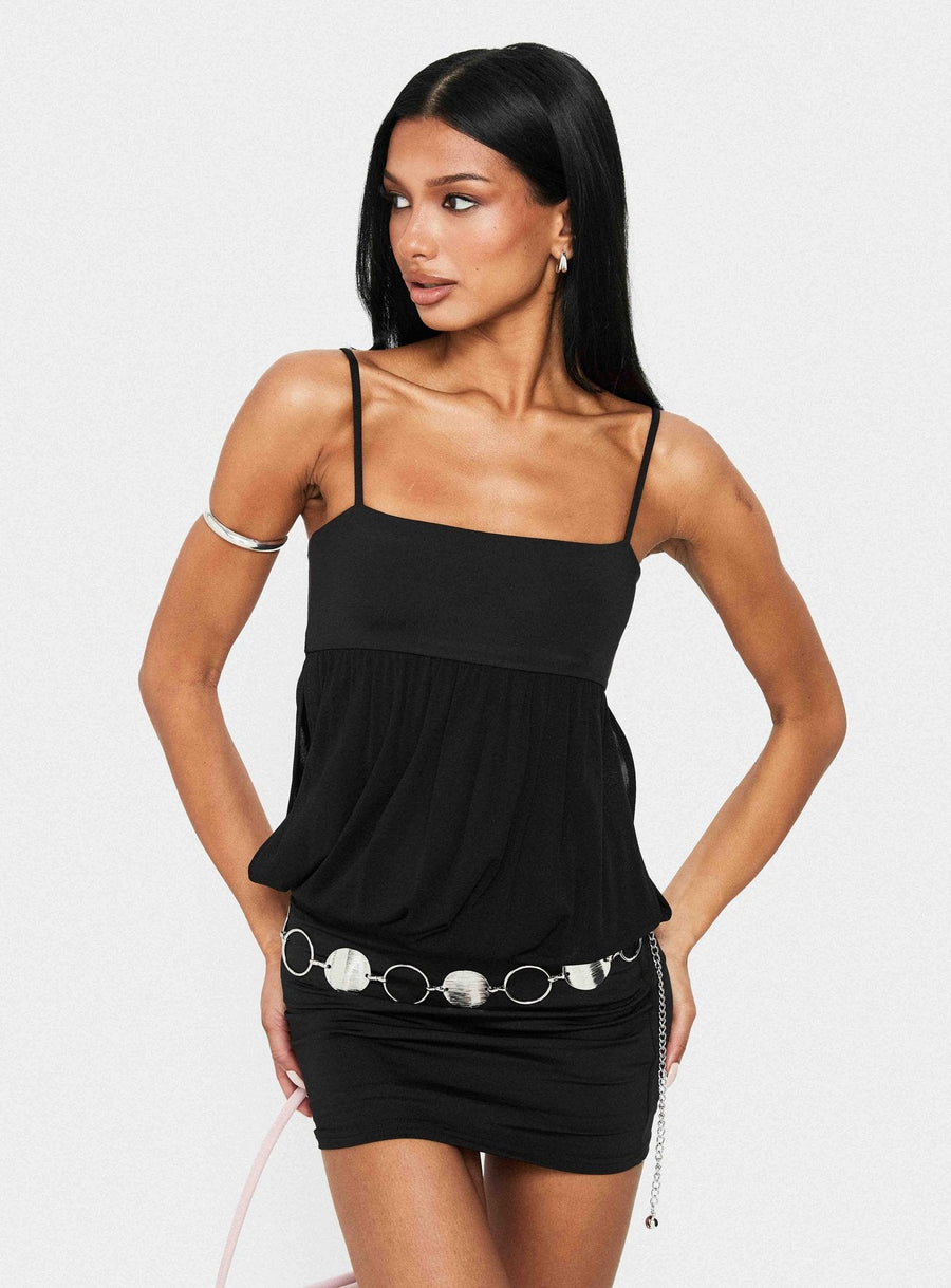 Franciska Sheer Blouson Mini Dress Black · photo 9