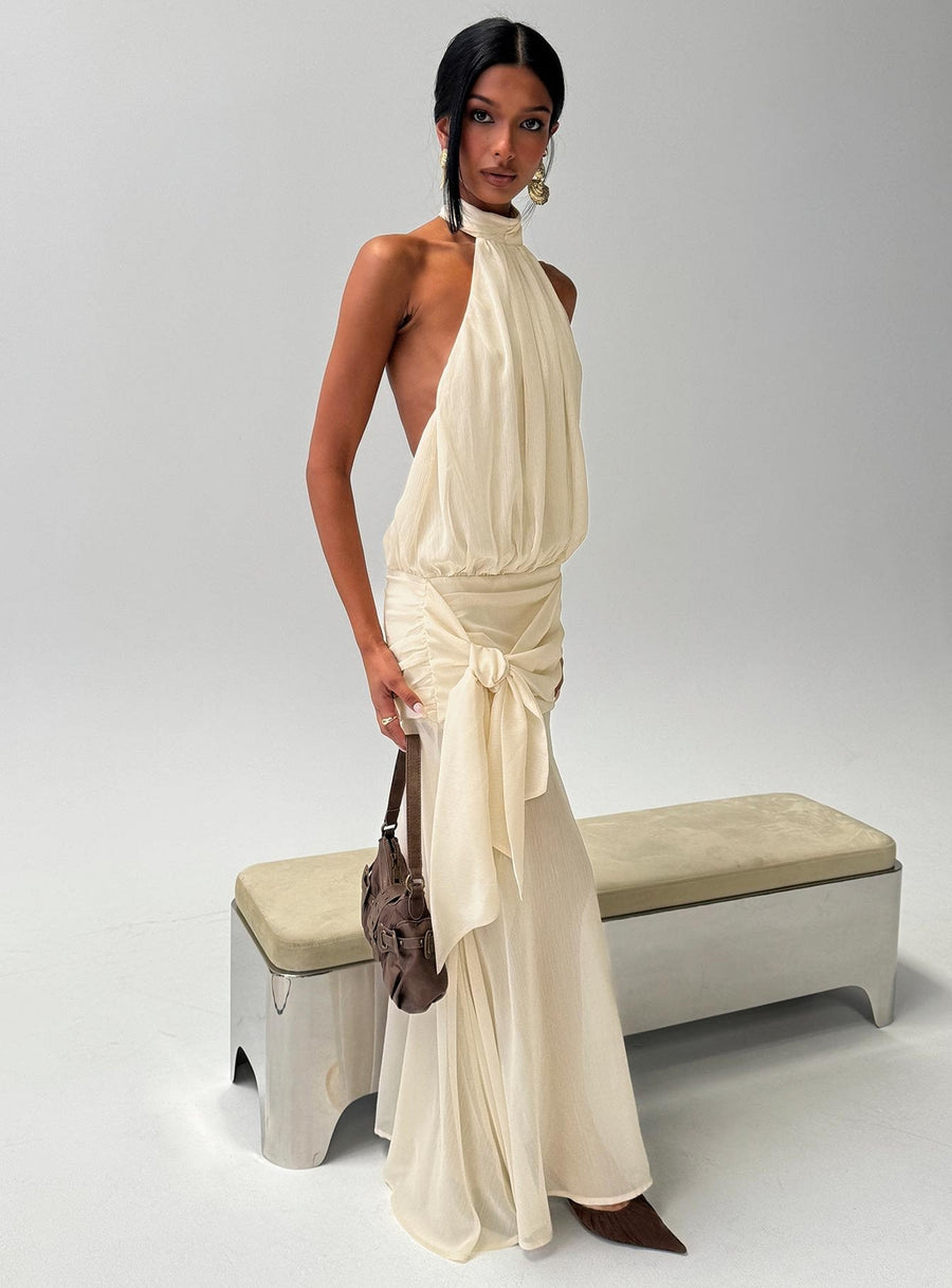 Faythe High Neck Maxi Dress Butter · photo 9