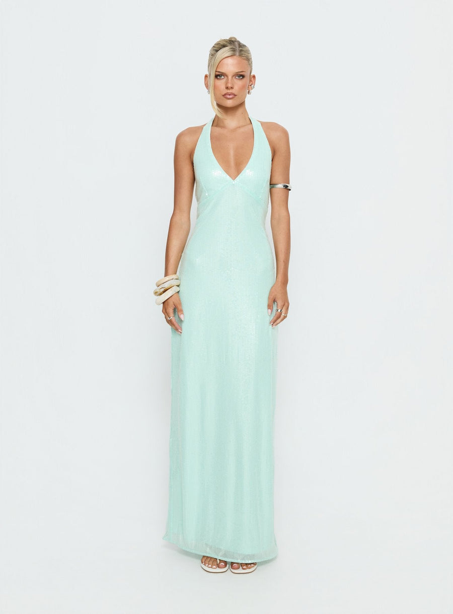 Isanna Halter Sequin Maxi Dress Jelly Mint · photo 9