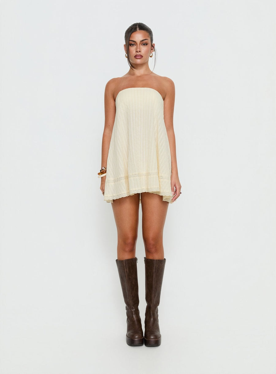 Gypsea Strapless Swing Mini Dress Butter Yellow · photo 9