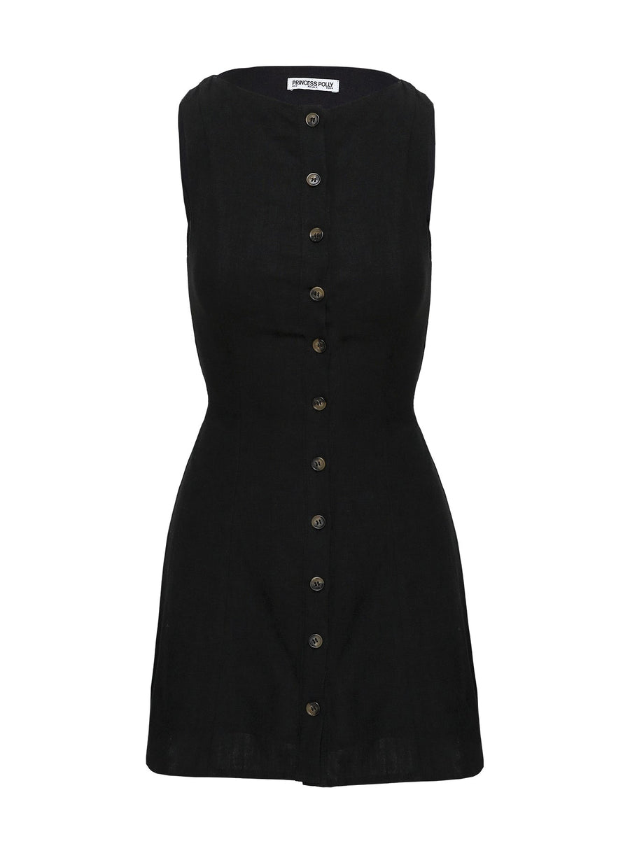 Dollie Linen Mini Dress Black Petite · photo 6