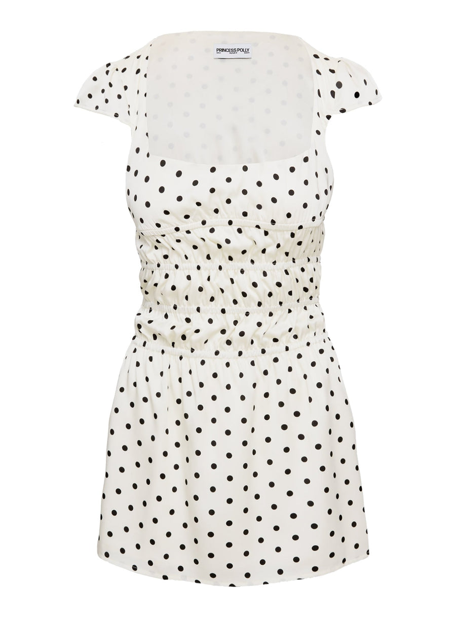 Evangelie Ruched Mini Dress White Polka · photo 11