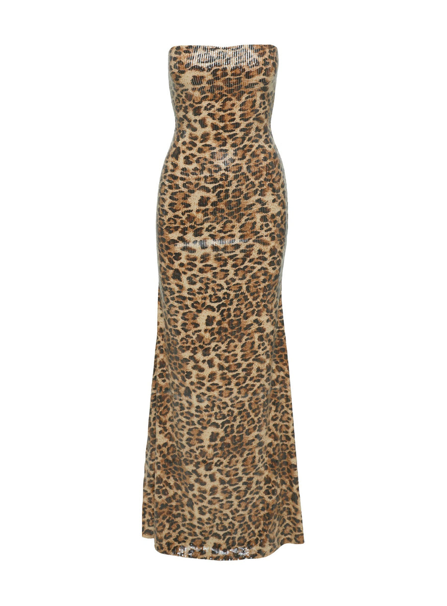 Exquise Strapless Maxi Dress Leopard Sequin · photo 5