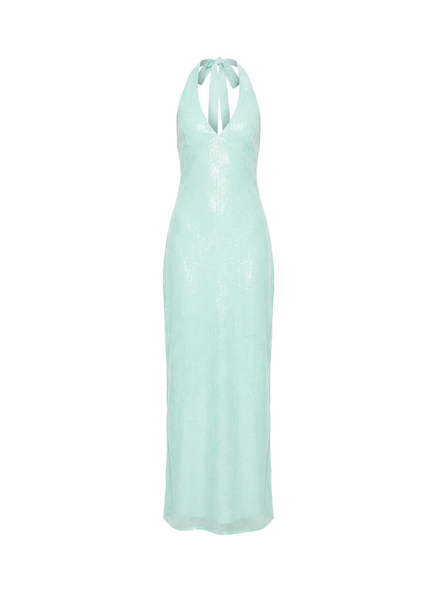 Isanna Halter Sequin Maxi Dress Jelly Mint · photo 12