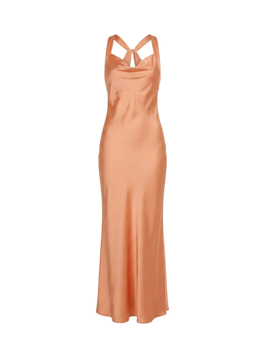 Isitt Cowl Crossover Back Maxi Dress Orange · photo 12