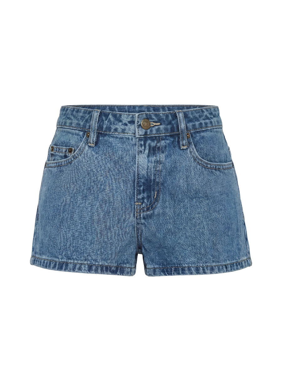 Dreamful Low Rise Mini Denim Shorts Mid Blue Wash · photo 11