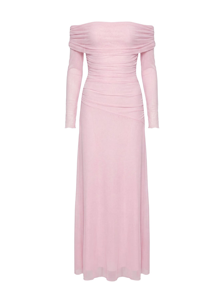 Emorissa Off Shoulder Long Sleeve Maxi Dress Soft Pink · photo 9