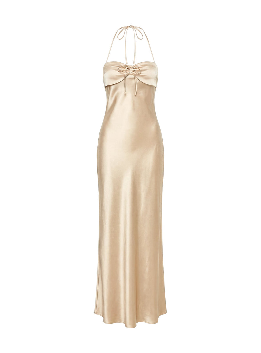 Fireproof Halter Maxi Dress Champagne · photo 9