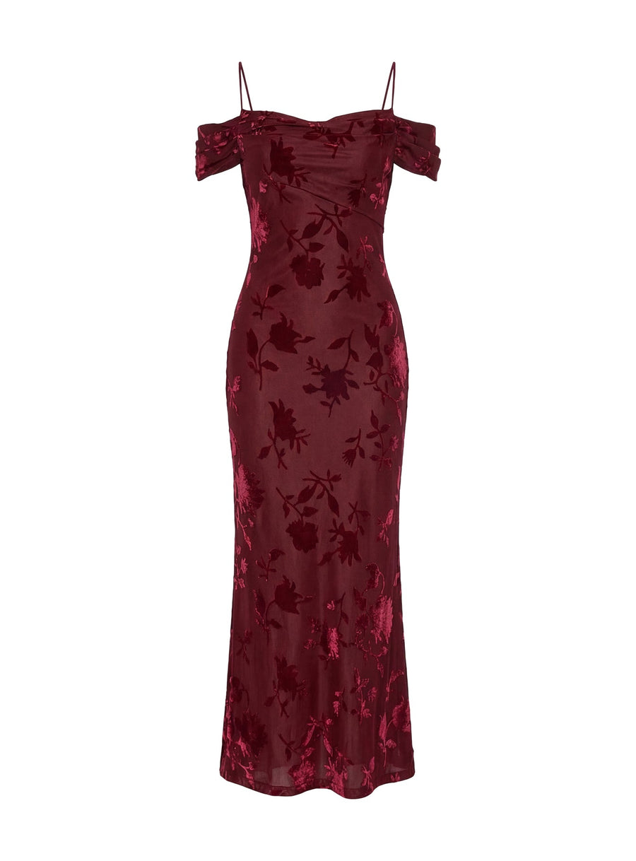 Green Gables Burnout Maxi Dress Burgundy · photo 10