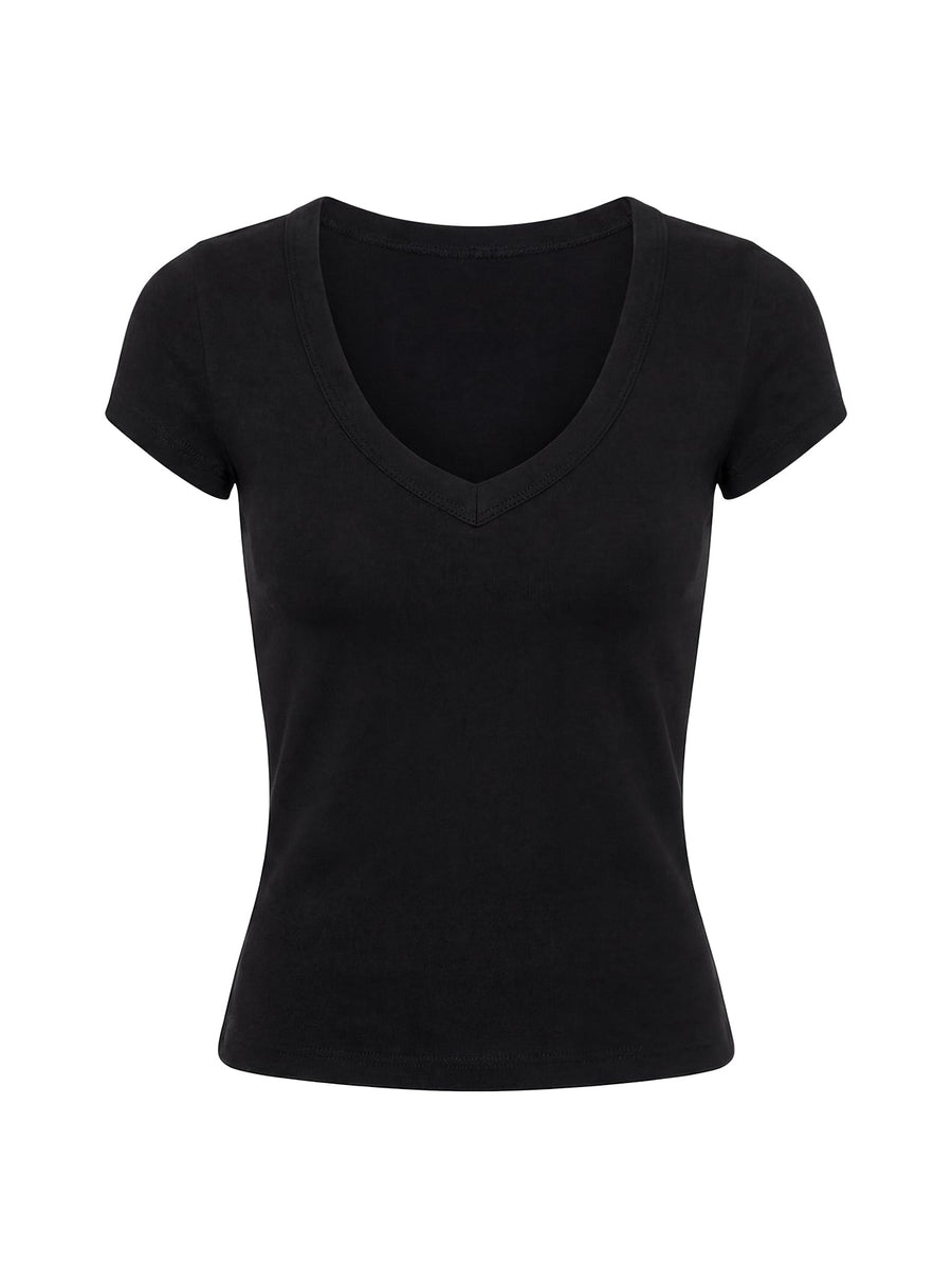 Daily Define Deep V Short Sleeve Top Black · photo 12