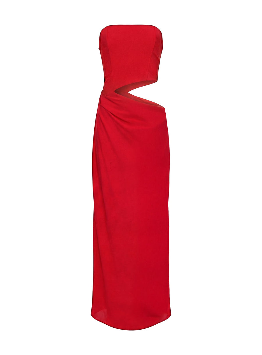 Jasira Strapless Drape Maxi Dress Bold Red · photo 10