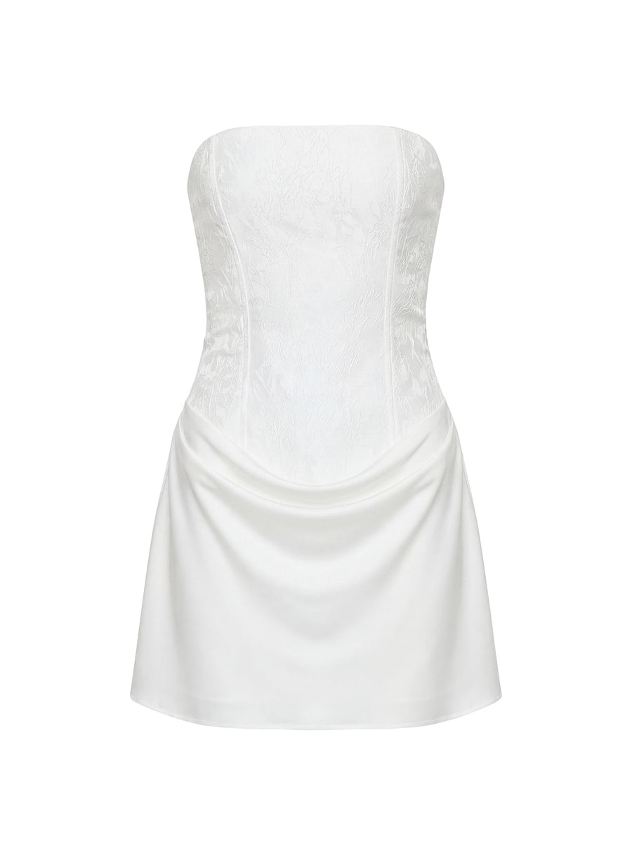 Jenevieve Strapless Drape Mini Dress White · photo 8