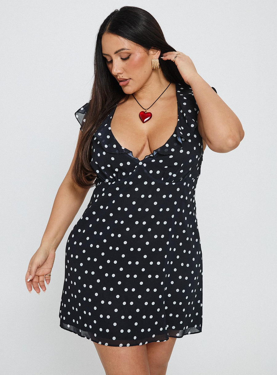 I Guess So Mini Dress Black Polka Dot Curve · photo 1