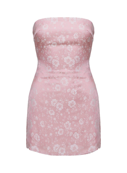 Ramie Strapless Mini Dress Dusty Pink Tall